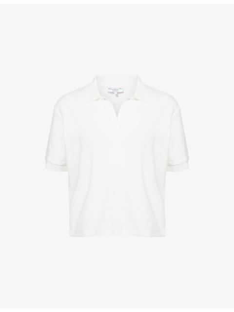 Sporty & Rich April Eden Script Terry-Cotton Polo Top
