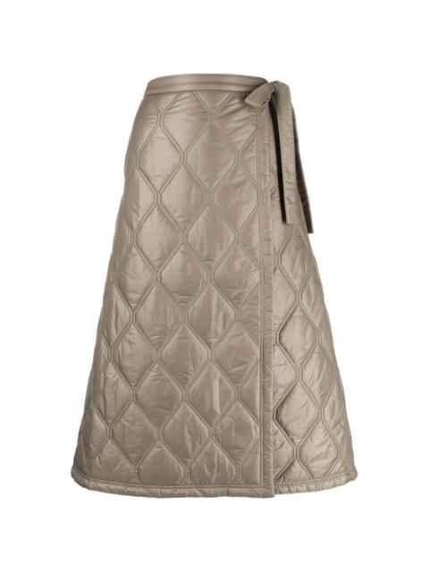 GANNI quilted wrap midi skirt