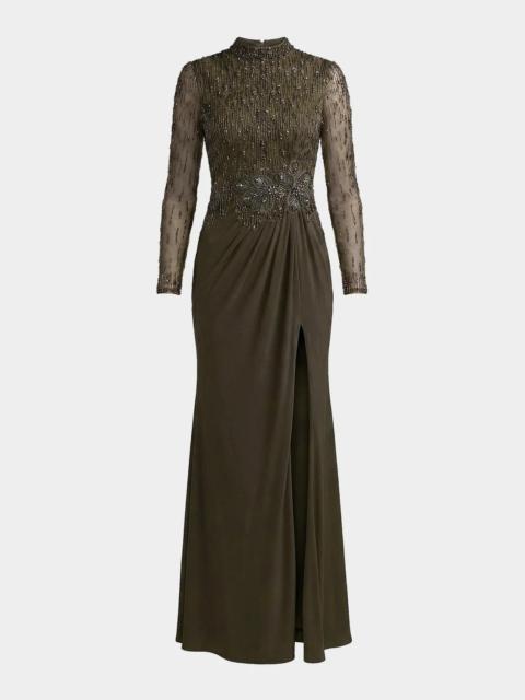 MAC DUGGAL Embellished Jersey Column Gown
