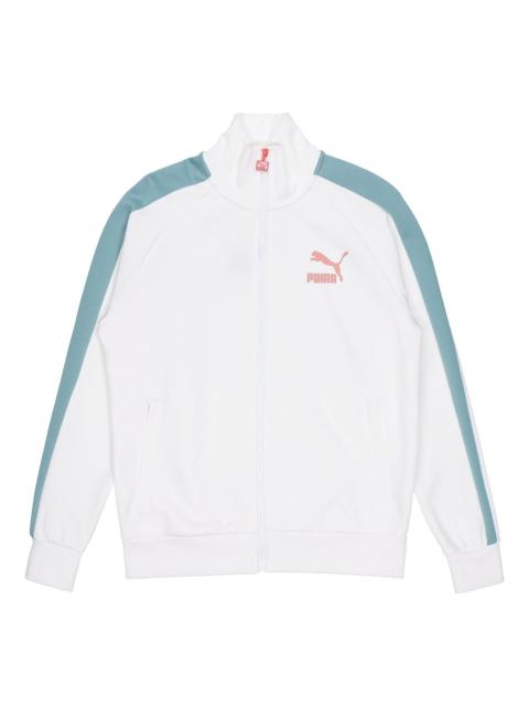 PUMA Iconic Running Sports Training Colorblock Stand Collar Jacket White 531377-57