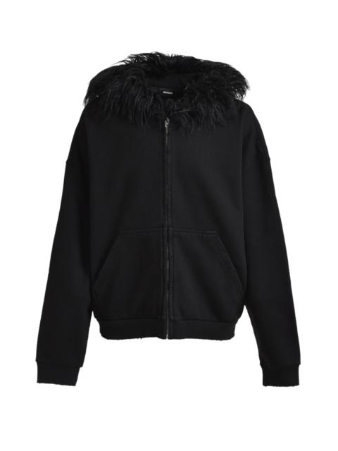 FUR HOODIE ZIP-UP / BLK