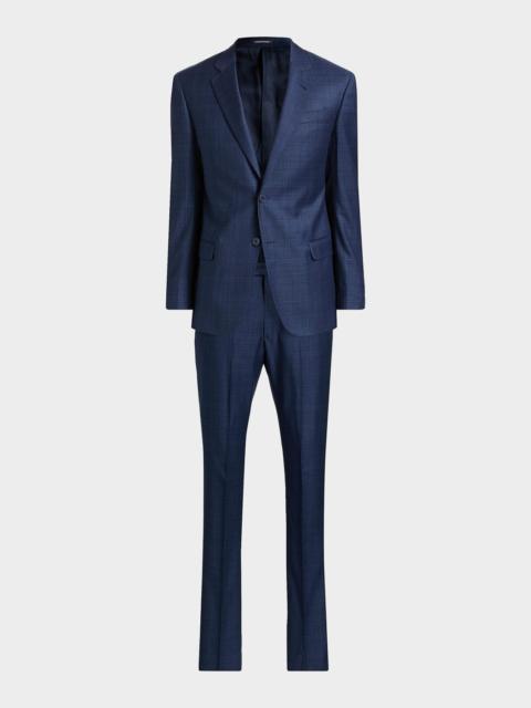EMPORIO ARMANI Windowpane Plaid Single-Breasted Wool Suit