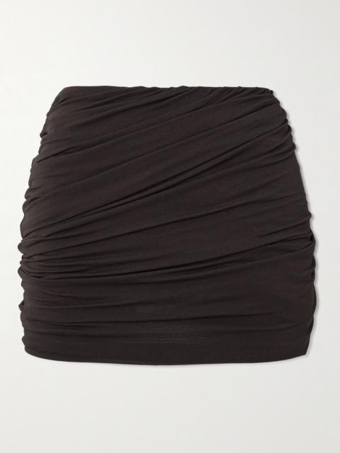 Rick Owens Luna gathered stretch-jersey mini skirt Brown