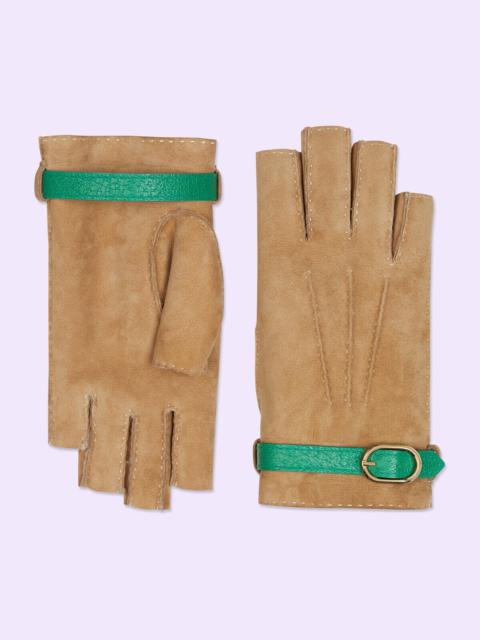 GUCCI Suede fingerless gloves