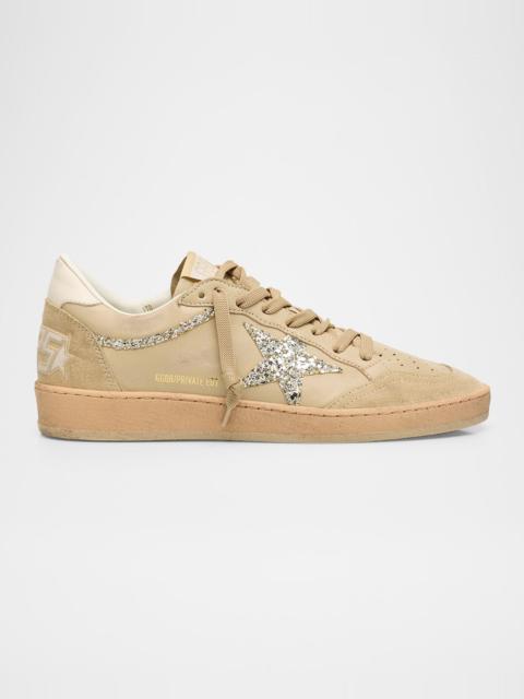 Golden Goose Ball Star Mixed Leather Glitter Low-Top Sneakers