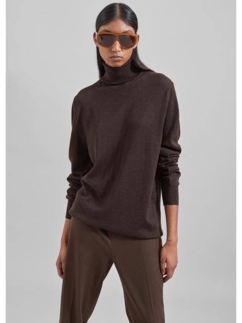 The Frankie Shop Eve Thin Turtleneck Sweater - Dark Brown