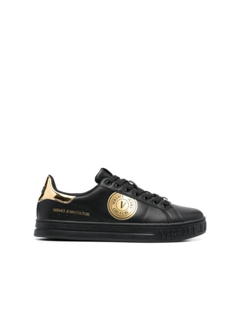 VERSACE JEANS COUTURE logo-patch leather low-top sneakers