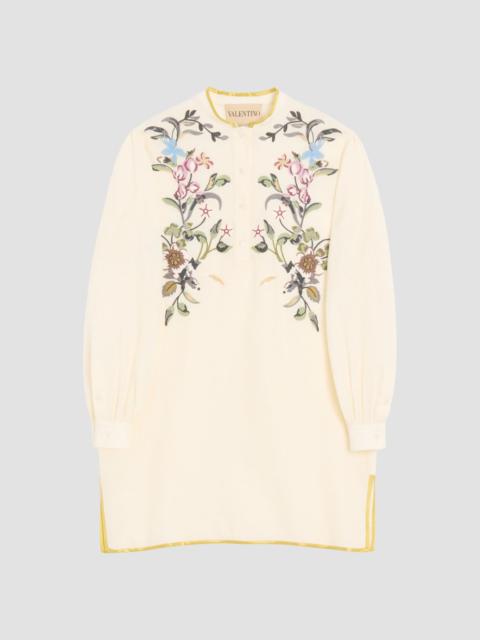 Valentino Women's Short Embroidered Linen Dress - Ivory