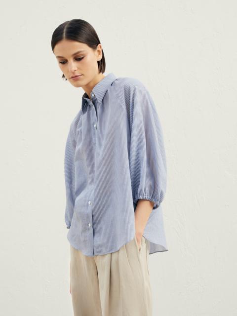 Cotton and silk shadow stripe organza shirt with monili