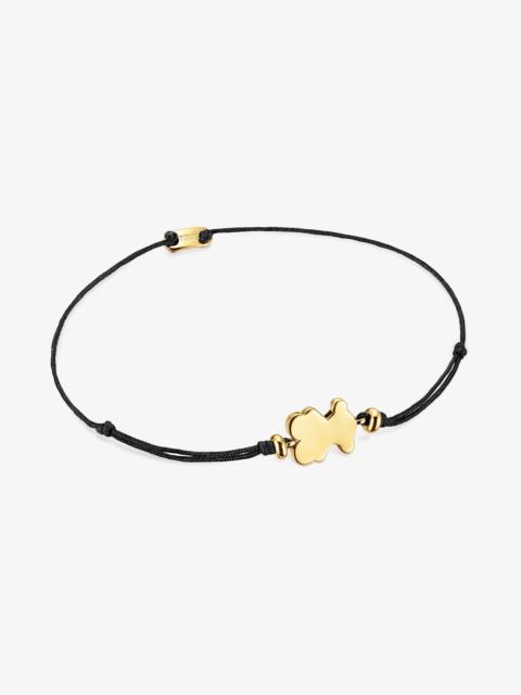 TOUS 18K gold vermeil and black nylon Bracelet with bear charm Sweet Dolls