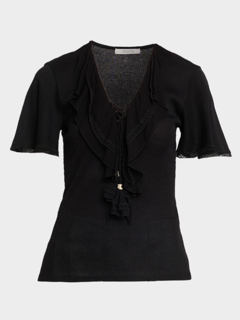 DOROTHEE SCHUMACHER Pure Sleekness Lace-Trim Cotton Shirt