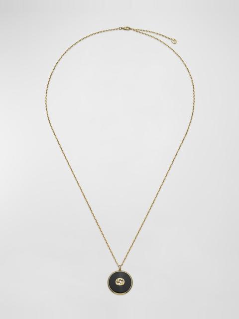GUCCI Interlocking G Onyx Pendant Necklace with Diamond