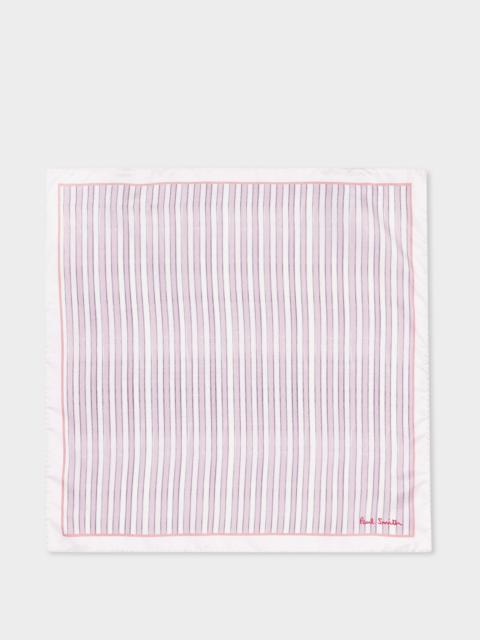 Paul Smith Pink and White Stripe Silk Pocket Square