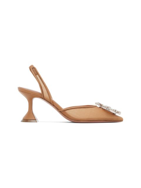 Amina Muaddi Beige Begum Mesh Sling 70 Heels