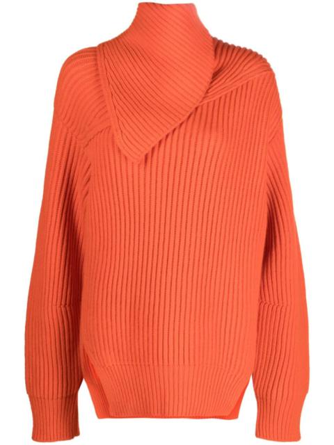 Jil Sander foldover-neck ribbed wool jumper
