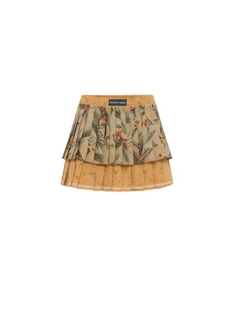 Marine Serre Upcycled Floral Linen Pleated Skirt
