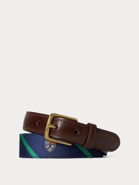 Polo Ralph Lauren Leather-Trim Silk Jacquard Belt