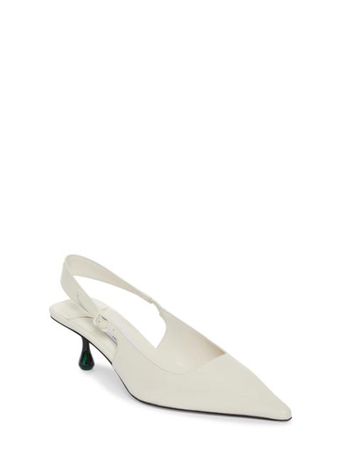 Amel Pointed Toe Slingback Pump in Latte/Malachite