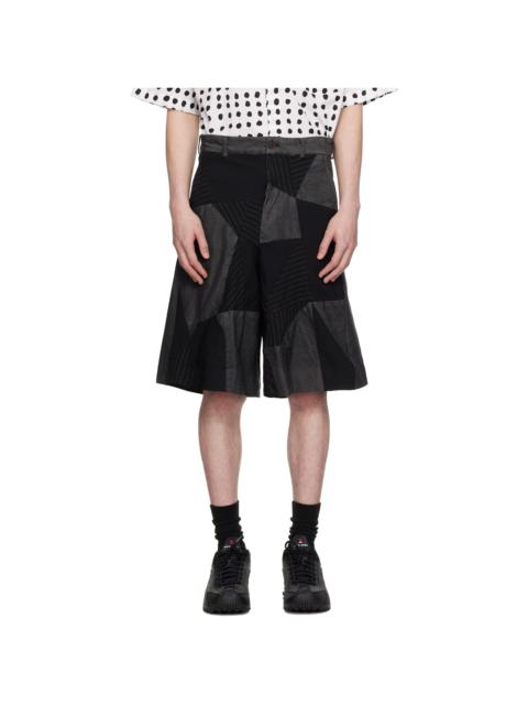 BLACK COMME des GARÇONS Black Gabardine Patchwork Shorts
