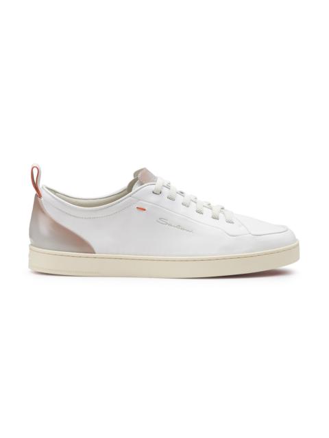 Santoni Men's white leather sneaker