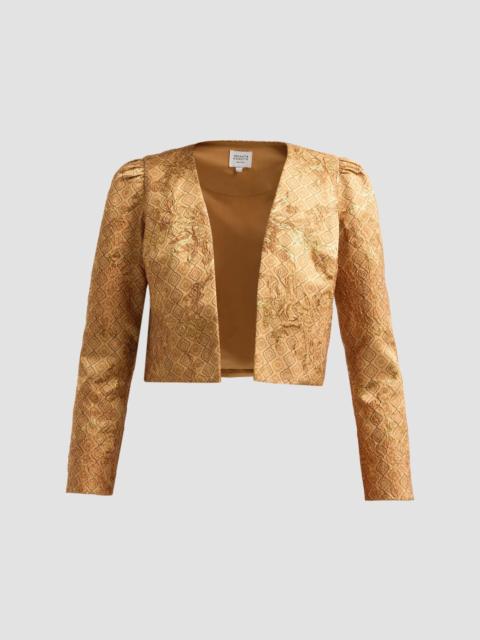 HEMANT & NANDITA Women's Jacquard Open-Front Crop Jacket - Mustard