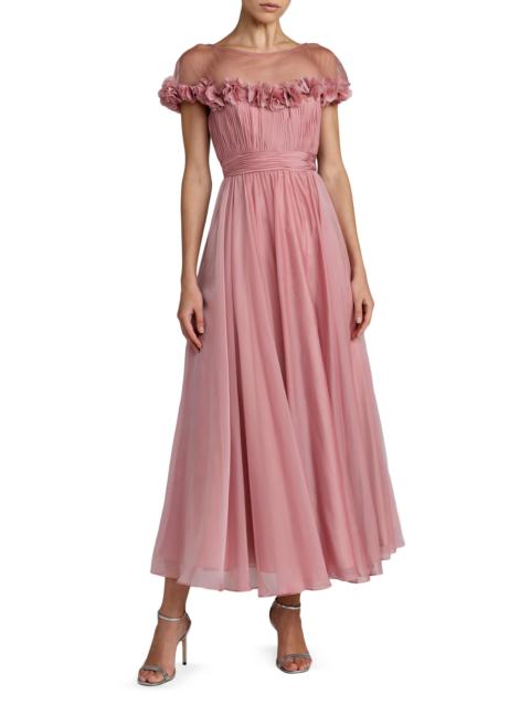 MAC DUGGAL Women's Floral Chiffon Midi-Dress - Rose Gold