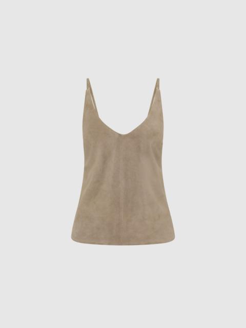 ST. AGNI Suede Low Back Tie Top - Earth