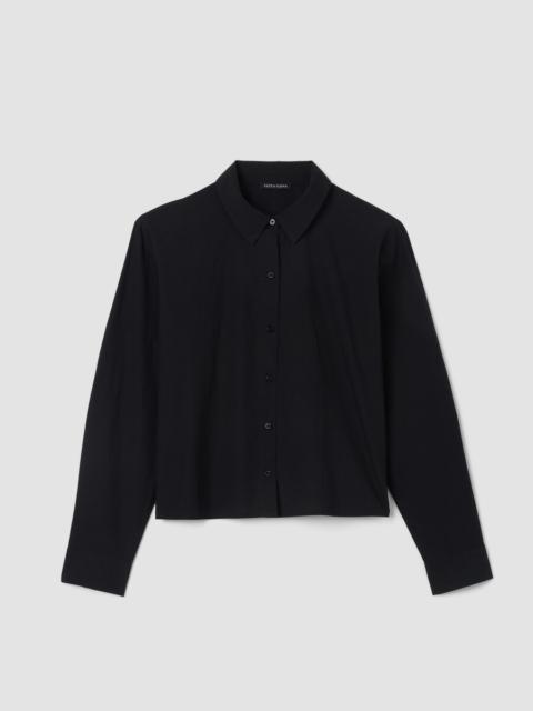 EILEEN FISHER Washed Organic Cotton Poplin Classic Collar Short Shirt