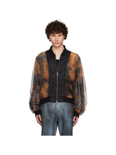 Andersson Bell Black & Orange Double Layer Mesh Bomber Jacket