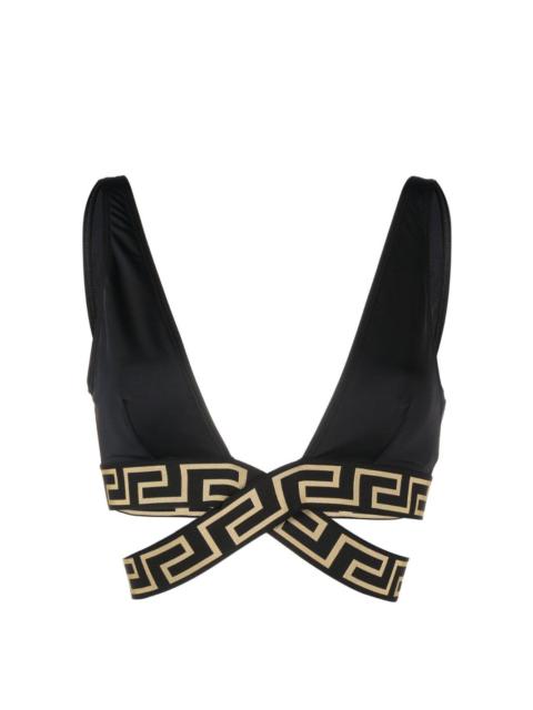 Greca-detail crossover bikini top
