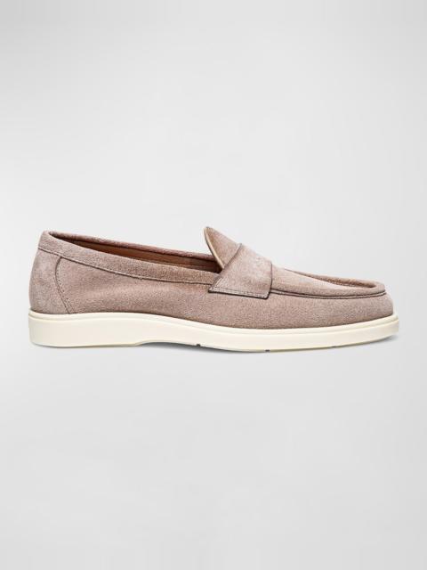 Santoni Men's Detroit Suede Rubber-Sole Penny Loafers