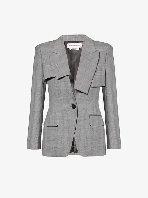 Deconstructed single-breasted wool blazer
