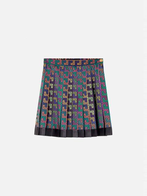 VERSACE Greca Neon Print Pleated Skirt