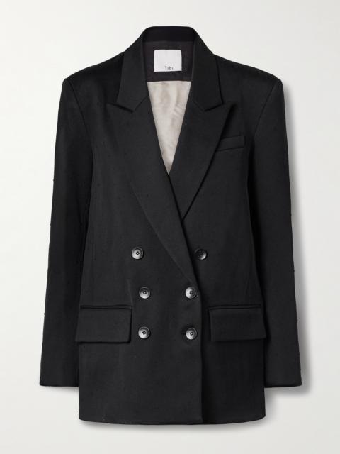 Tibi Double-breasted Wool-blend Twill And Silk-organza Blazer