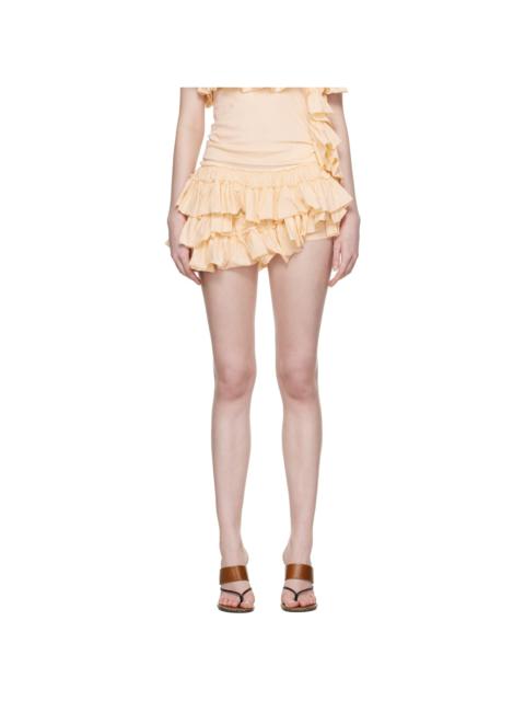 Dries Van Noten Beige Ruffled Micro Shorts