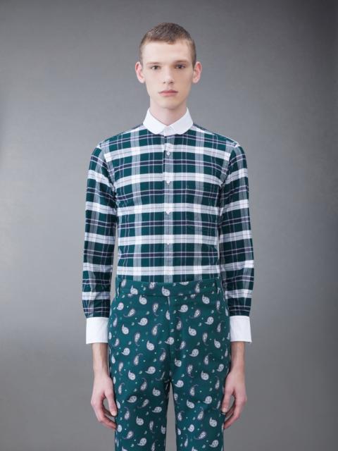 Thom Browne Tartan Twill Round Collar Shirt