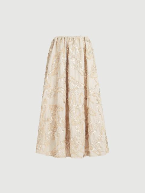 Brunello Cucinelli Techno cotton poplin skirt with dazzling seabed embroidery