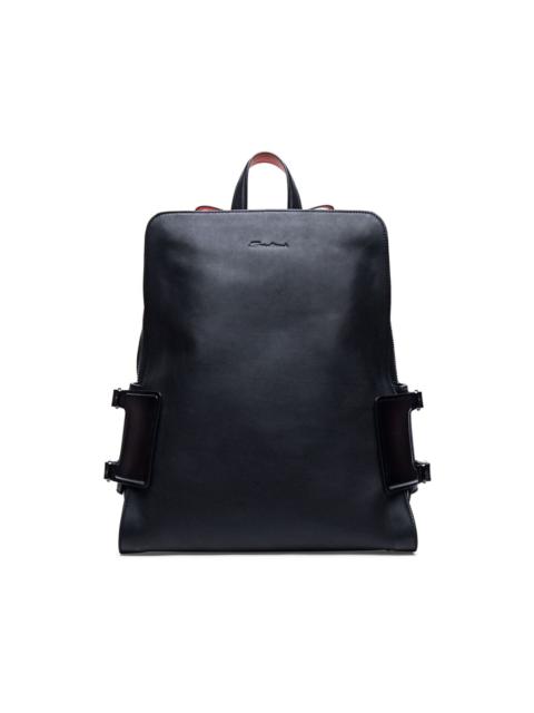 Santoni logo-debossed leather backpack