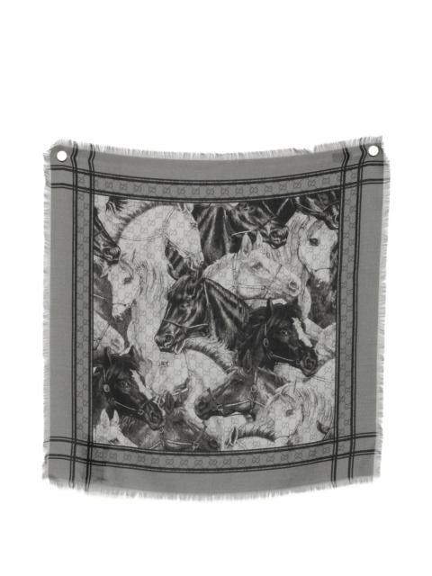 GUCCI Gucci GG Supreme Horse-print Scarf