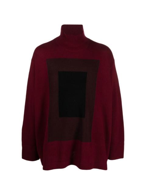 roll-neck graphic-knit jumper