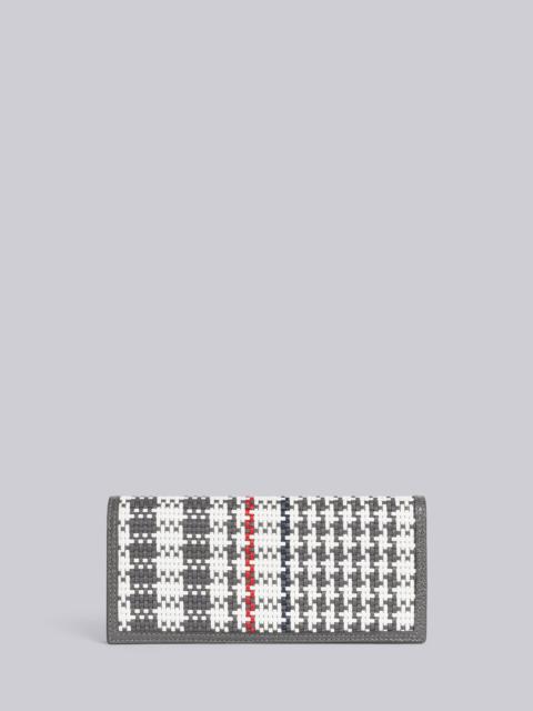 Thom Browne Dark Grey Calf Check Weaving Leather Frame Long Jacket Wallet