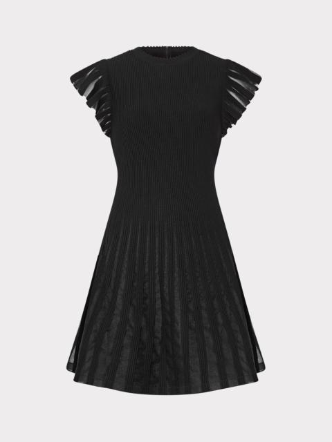 MILLY Sheer Flutter Sleeve Knit Dress
