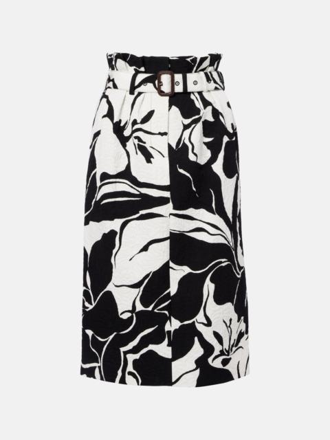 Dries Van Noten Belted floral cotton-blend midi skirt