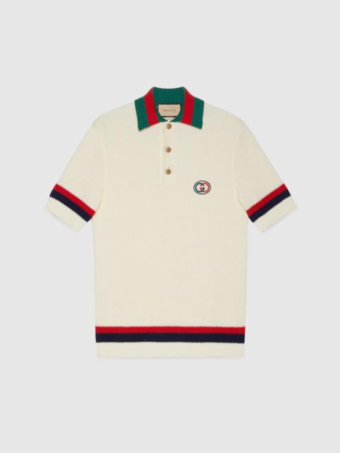 GUCCI Knit cotton polo T-shirt with Web