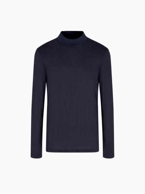GIORGIO ARMANI VISCOSE JERSEY MOCK-NECK JUMPER