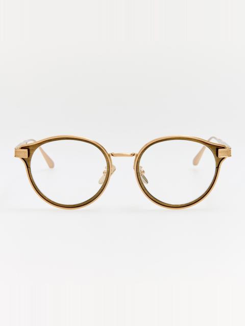 LINDA FARROW Anthony Oval Optical Frame in Matt Champagne