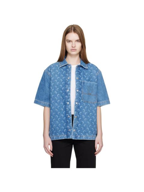 Marine Serre Blue Moon Laser SS Denim Shirt