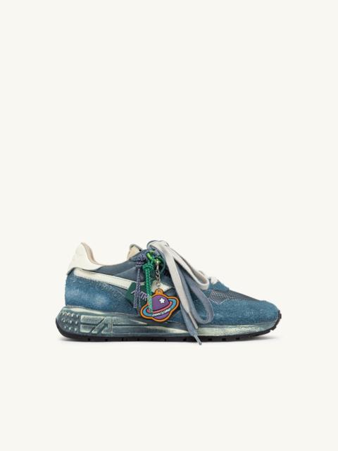 AUTRY REELWIND SUPER VINTAGE SNEAKERS IN MALLARD BLUE AND WHITE SUEDE AND NYLON