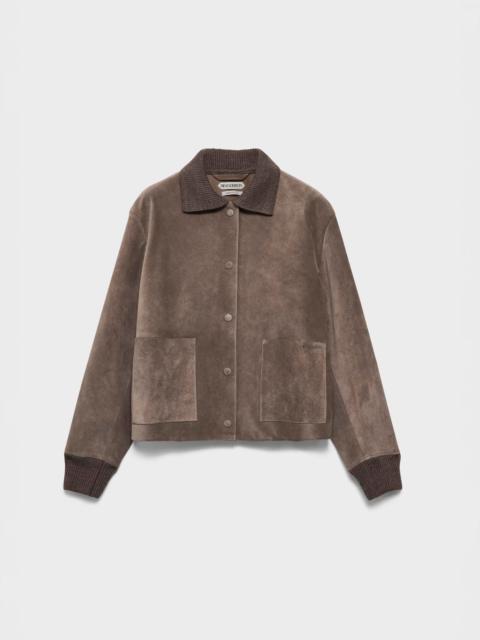 JW Anderson WOMENS SUEDE JACKET IN MOUSE GREY