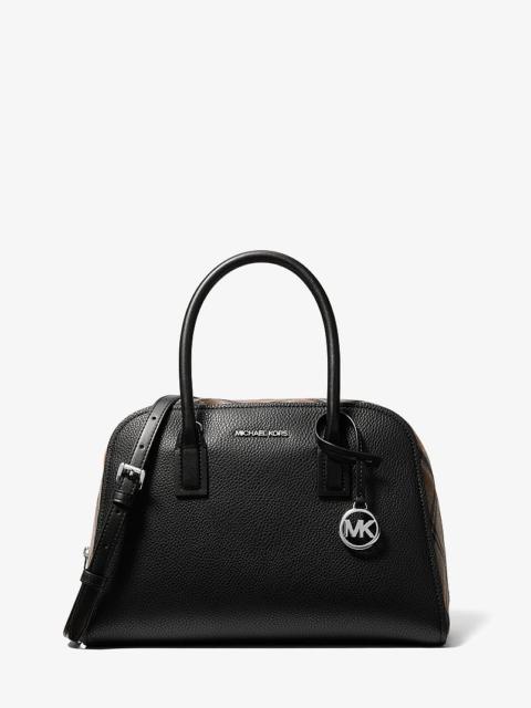 MICHAEL KORS Ashton Medium Smooth And Plaid Wool Blend Satchel